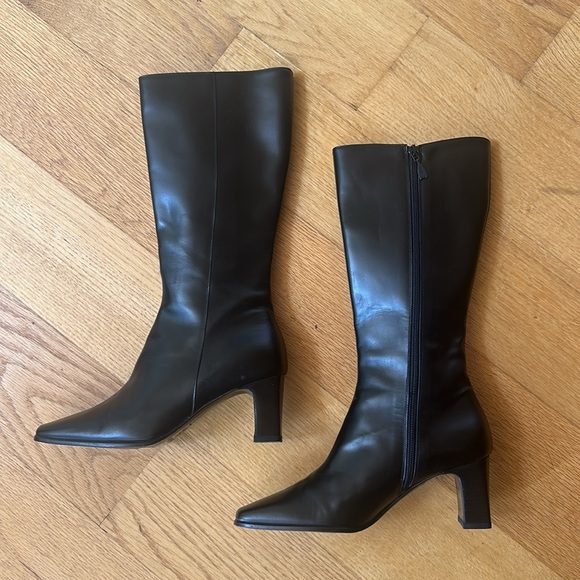 🎆 MAXMARA Leather boots Elegant Black Leather MSRP $845 size 37 / 7 - Picture 8 of 10